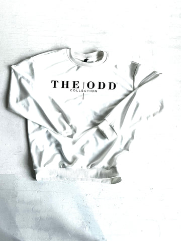 White Odd Collection Crew Neck long Sleeve Sweatshirt unisex