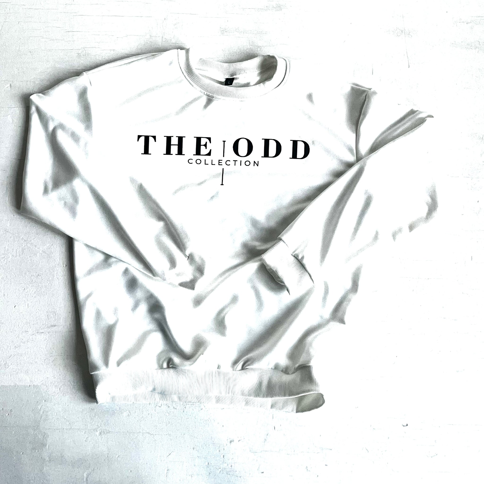 White Odd Collection Crew Neck long Sleeve Sweatshirt unisex